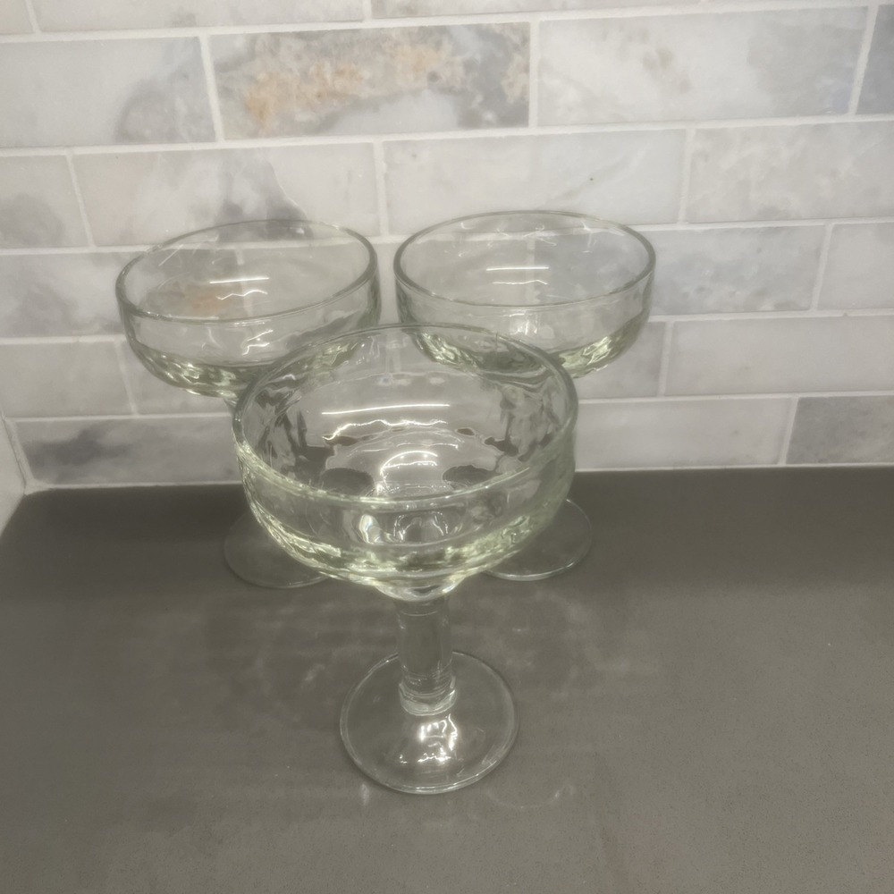 3-LIbbey YUCATAN heavy thick MARGARITA GLASSES, clear, 13.5 oz., 6.5" tall